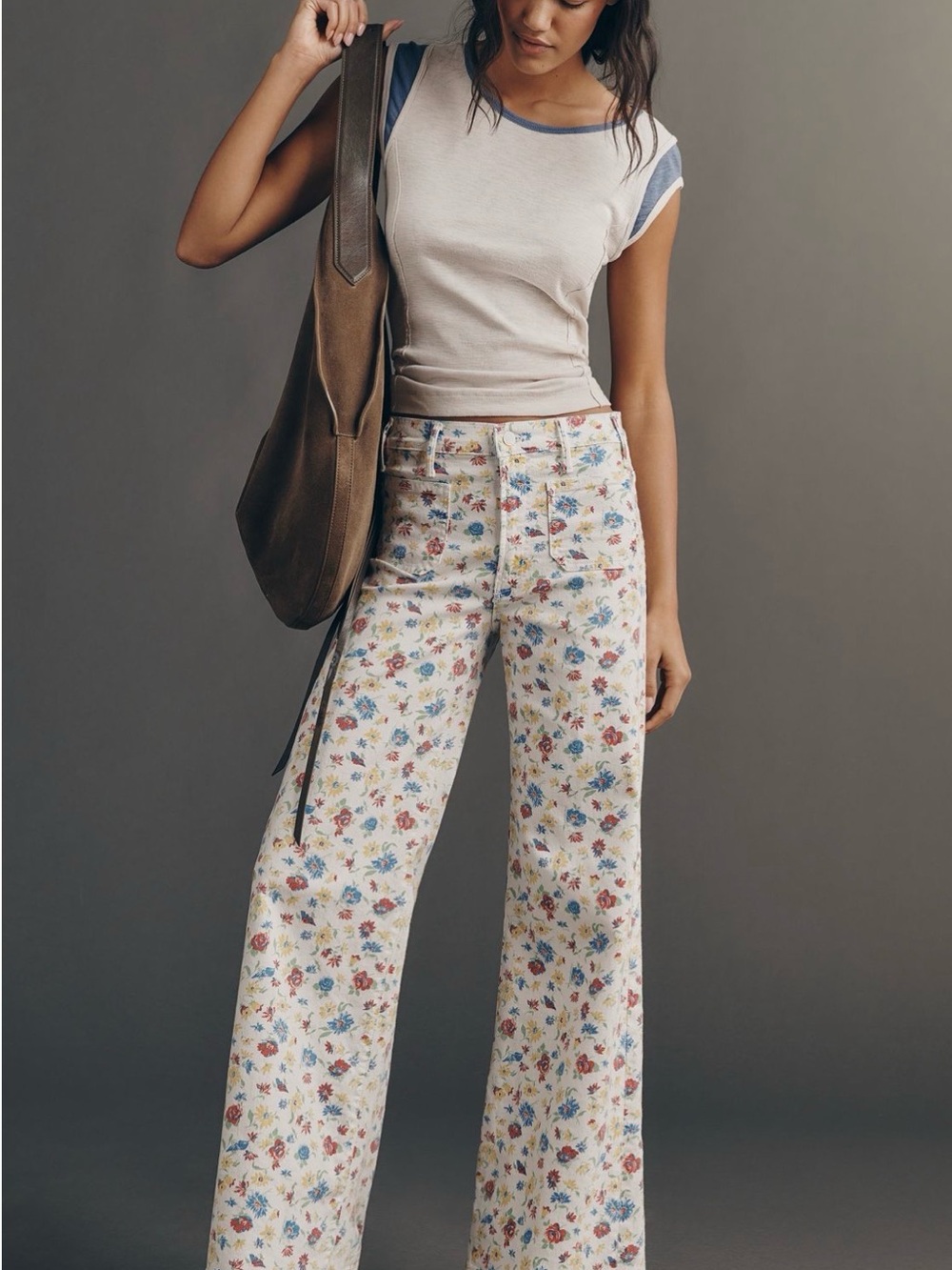 MOTHER Hustler Patch Pocket Jeans in Cute Floral Print